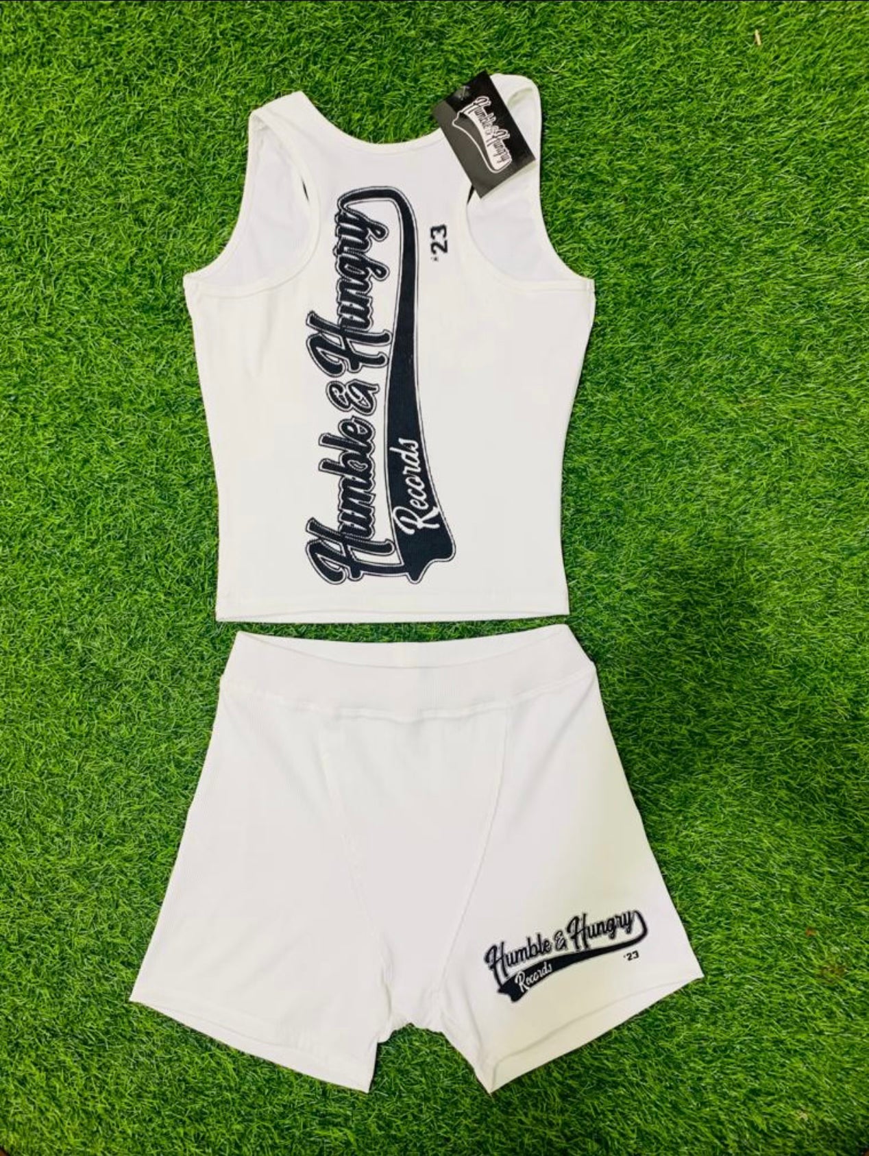 White Records Rib Shorts