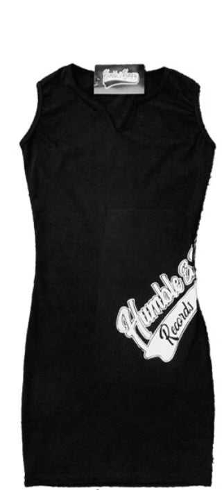 Black V-neck Rib Dress
