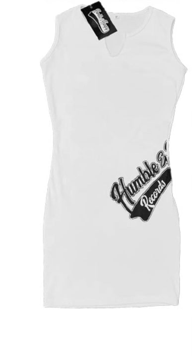 White V-neck Rib Dress